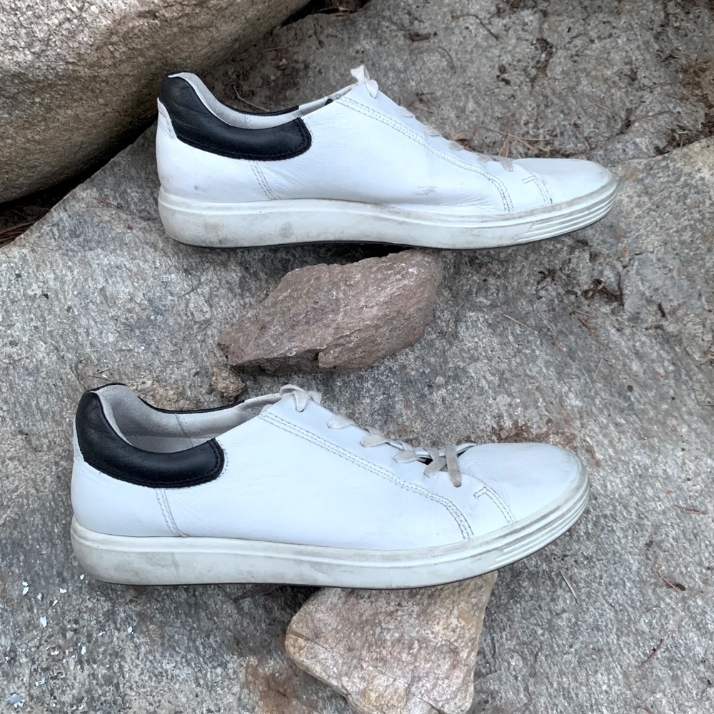 Soft 7 Leather White Black Streetwear Sneakers Womens Size 11 ECCO